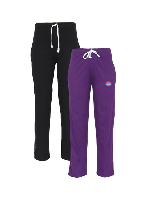 

VIMAL JONNEY Unisex Kids Pack of 2 Black & Purple Track Pants