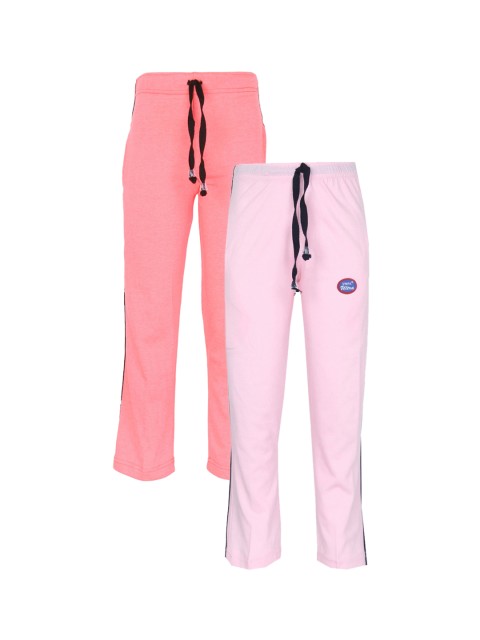 

VIMAL JONNEY Kids Pack of 2 Peach-Coloured & Pink Track Pants