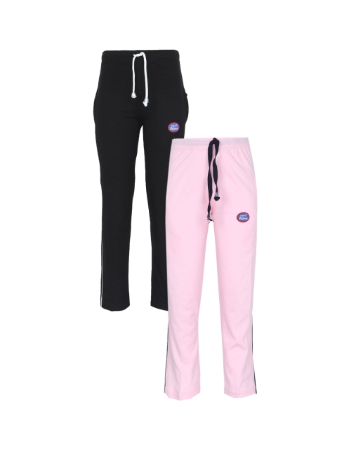 

VIMAL JONNEY Kids Pack Of 2 Black & Pink Track Pants