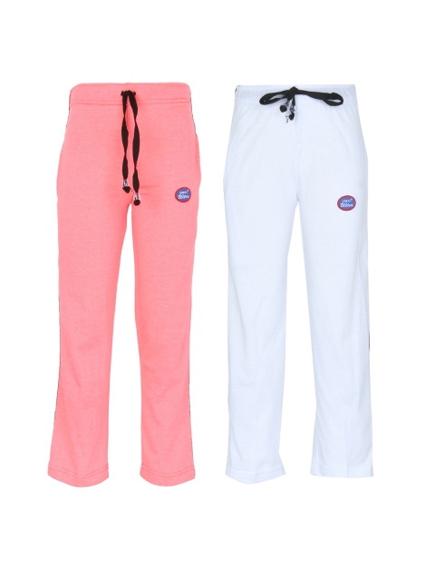 

VIMAL JONNEY Unisex Kids Pack of 2 Peach & White Track Pants