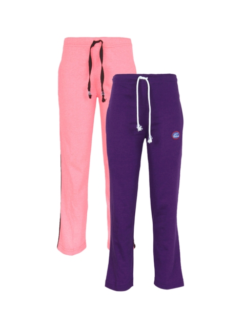 

VIMAL JONNEY Kids Pack Of 2 Purple & Pink Solid Trackpants