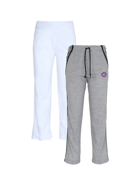 

VIMAL JONNEY Kids Pack Of 2 Grey & White Solid Track Pants