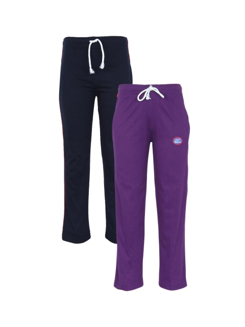 

VIMAL JONNEY Pack of 2 Navy Blue & Purple Track Pants