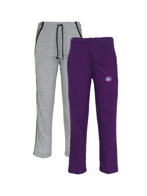 

VIMAL JONNEY Unisex Kids Pack of 2 Grey & Purple Track Pants