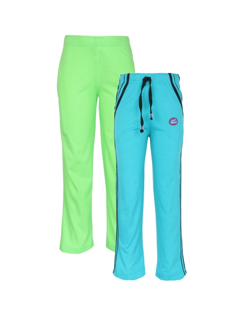 

VIMAL JONNEY Pack Of 2 Kids Green & Turquoise Blue Cotton Track Pants