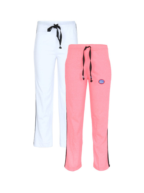 

VIMAL JONNEY Pack Of 2 Kids Peach & White Cotton Track Pants