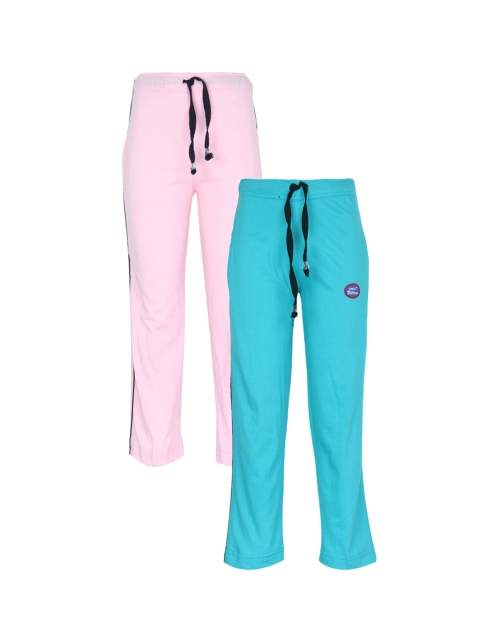 

VIMAL JONNEY Kids Pack Of 2 Pink & Blue Solid Track Pants