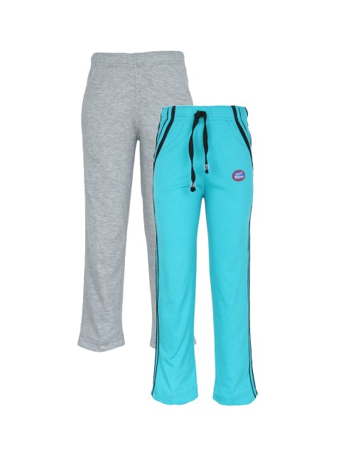 

VIMAL JONNEY Kids Pack Of 2 Blue & Grey Solid Trackpants
