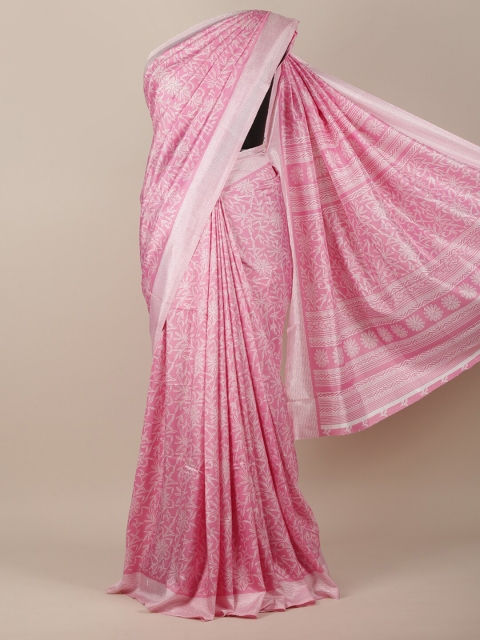 

Pothys Pink & White Floral Printed Saree