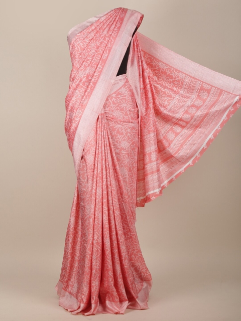 

Pothys Peach-Coloured & White Floral Printed Saree