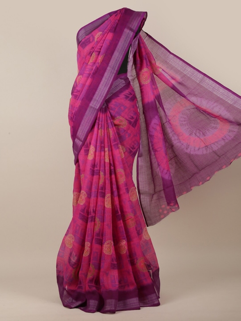 

Pothys Pink & Purple Ethnic Motifs Printed Saree