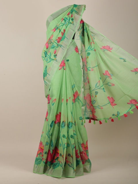 

Pothys Green & Pink Floral Printed Saree