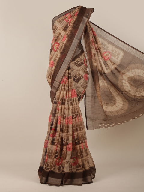 

Pothys Brown & Beige Ethnic Motifs Printed Saree