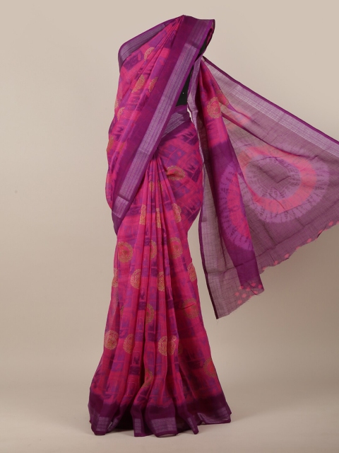 

Pothys Pink & Purple Ethnic Motifs Printed Saree