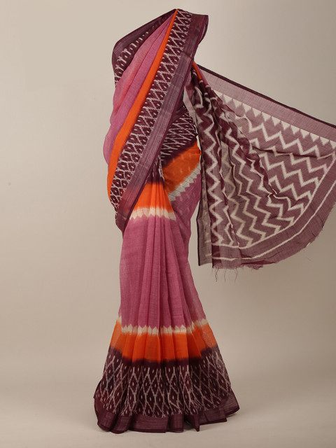 

Pothys Women Multicolored Cotton Blend Geometric Printed Saree, Multi