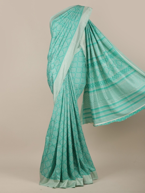 

Pothys Green & White Cotton Blend Geometric Printed Saree