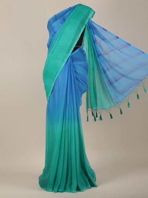 

Pothys Women Blue & Teal Chiffon Abstract Printed Saree