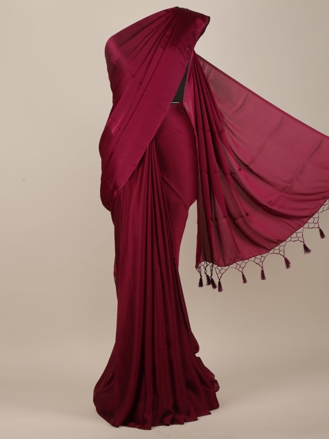 

Pothys Women Burgundy Satin Solid Saree