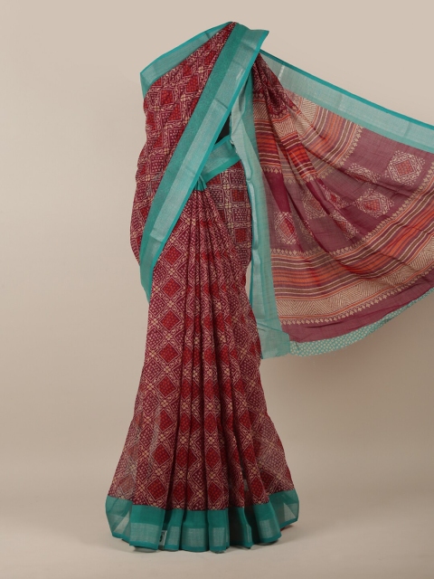 

Pothys Cotton Blend Violet & Blue Cotton Blend Abstract Printed Saree