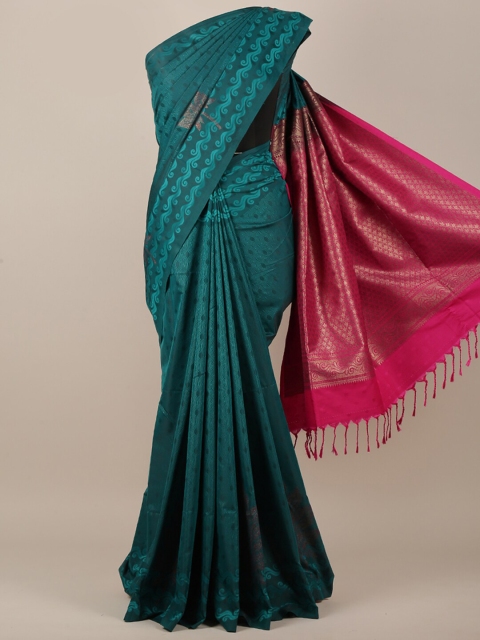 

Pothys Women Green & Pink Art Silk Floral Woven Designed Saree