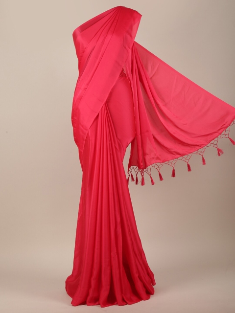 

Pothys Pink Solid Satin Saree