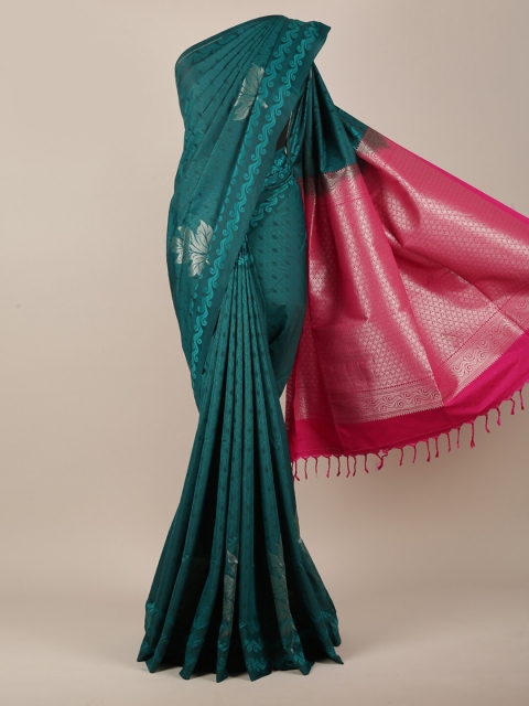 

Pothys Women Green & Pink Art Silk Ethnic Motifs Woven Designed Saree