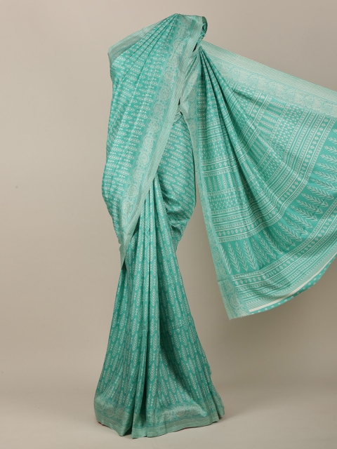 

Pothys Women Green & White Cotton Blend Geometric Printed Saree