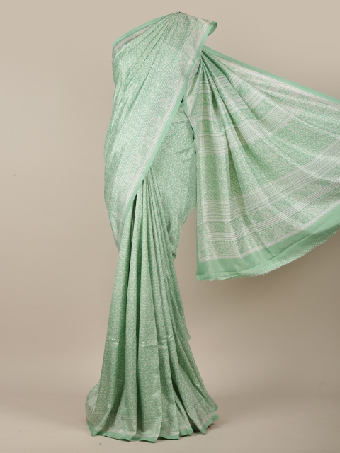 

Pothys Women Green & White Cotton Blend Floral Printed Saree