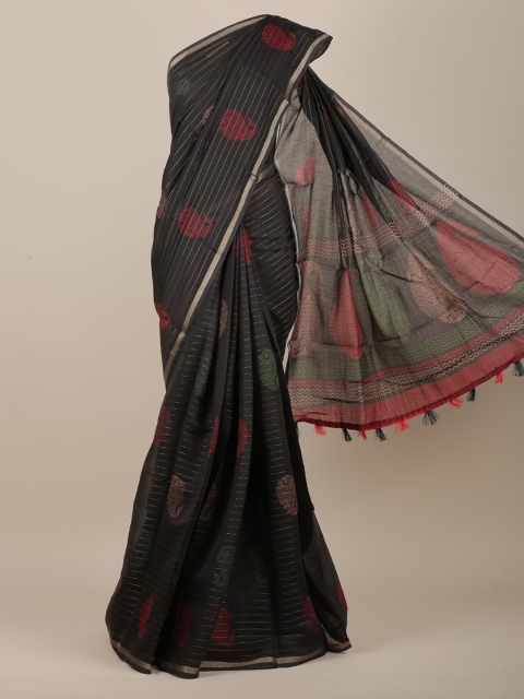 

Pothys Women Grey & Silver-Toned Cotton Blend Paisley Printed Saree