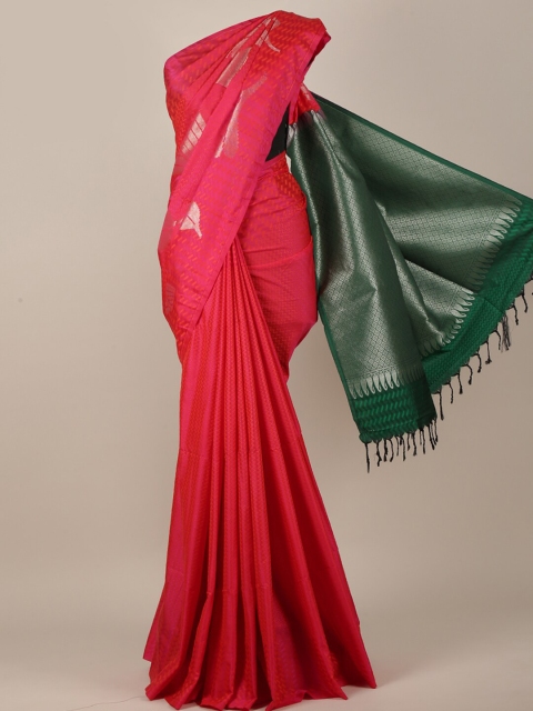 

Pothys Women Pink & Green Art Silk Ethnic Motifs Woven Designed Saree