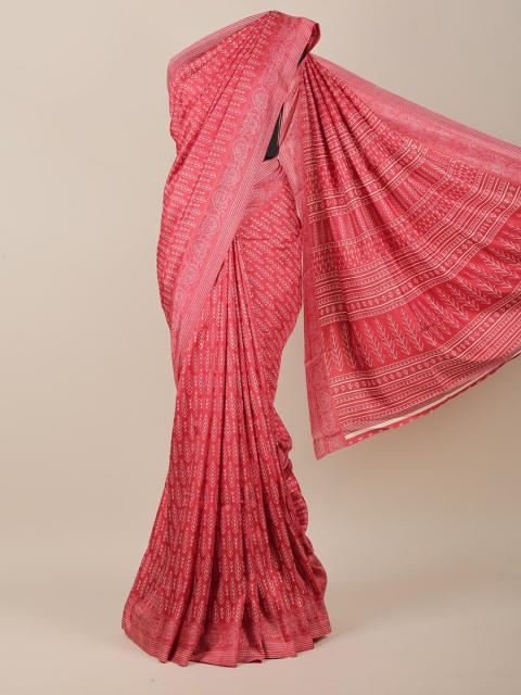 

Pothys Women Maroon & White Cotton Blend Geometric Printed Saree