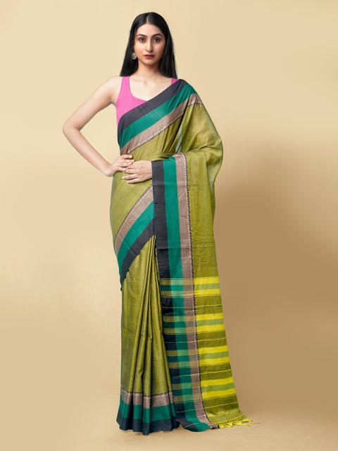 

Unnati Silks Women Green Pure Handloom Narayanpet Cotton Sustainable Saree