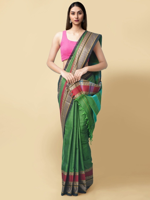 

Unnati Silks Women Green Pure Handloom Narayanpet Cotton Sustainable Saree