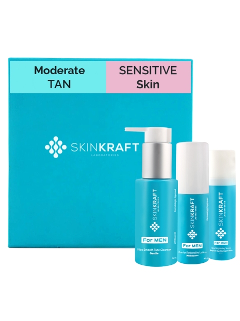 

SKINKRAFT Men Customized Skincare Kit For Sensitive Skin With Moderate Tan, Transparent
