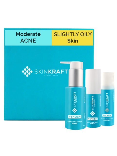 

SKINKRAFT Men Customized Skincare Kit For Slightly Oily Skin With Moderate Acne, Transparent