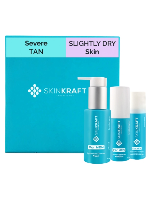 

SKINKRAFT Men Customized Skincare Kit For Slightly Dry Skin With Severe Tan, Transparent