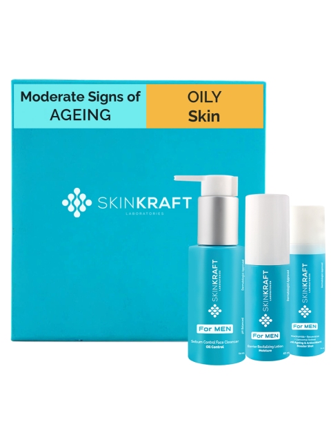 

SKINKRAFT Men Customized Skincare Kit For Oily Skin With Moderate Signs of Ageing, Transparent