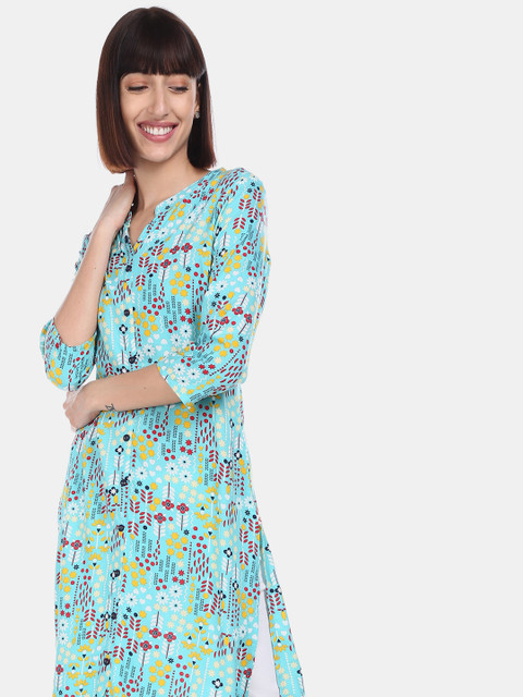 

Karigari Women Green Floral Printed Kurta