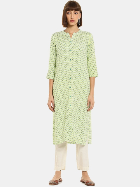 

Karigari Women Green Geometric Printed Kurta