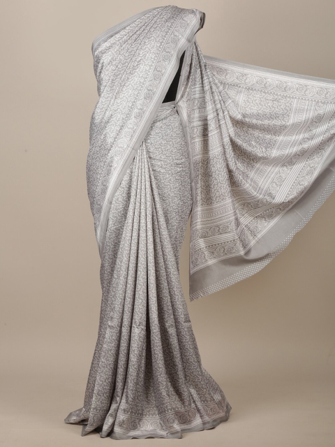 

Pothys Grey & White Ethnic Motifs Jute Silk Saree