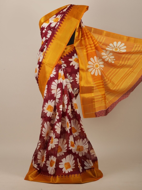 

Pothys Maroon & Yellow Floral Saree