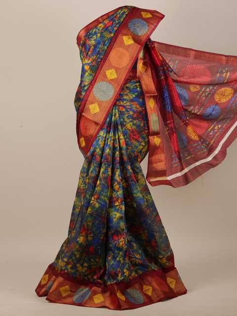 

Pothys Blue & Red Zari Saree
