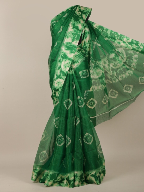 

Pothys Green & White Bandhani Jute Cotton Saree