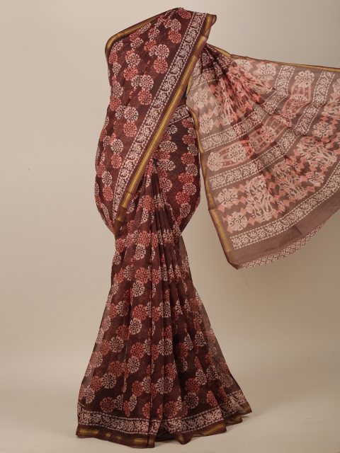

Pothys Maroon & White Ethnic Motifs Zari Saree