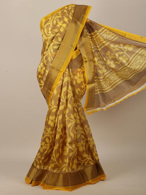 

Pothys Yellow & Beige Floral Saree