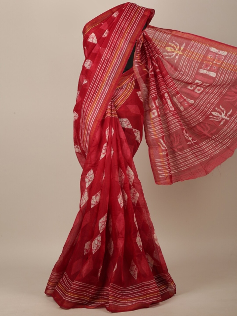 

Pothys Red & White Ethnic Motifs Saree