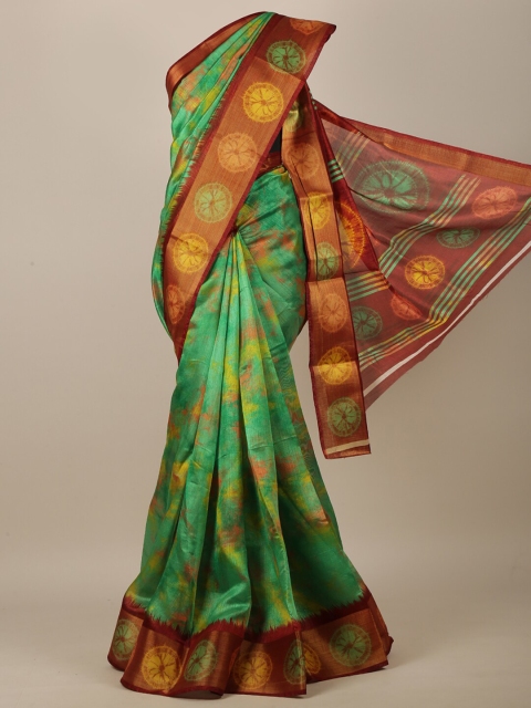 

Pothys Green & Red Tie and Dye Saree
