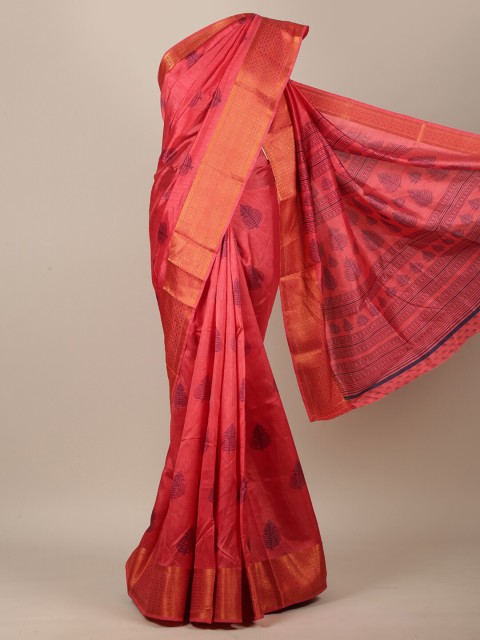 

Pothys Pink & Navy Blue Ethnic Motifs Saree