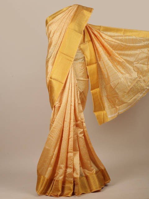 

Pothys Yellow & Gold-Toned Ethnic Motifs Saree