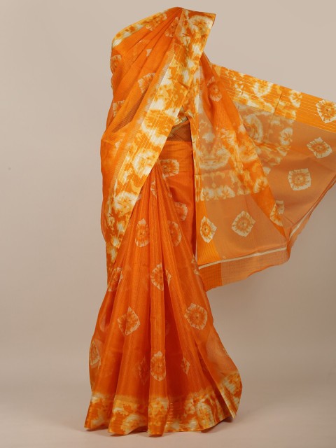 

Pothys Orange & White Bandhani Jute Cotton Saree